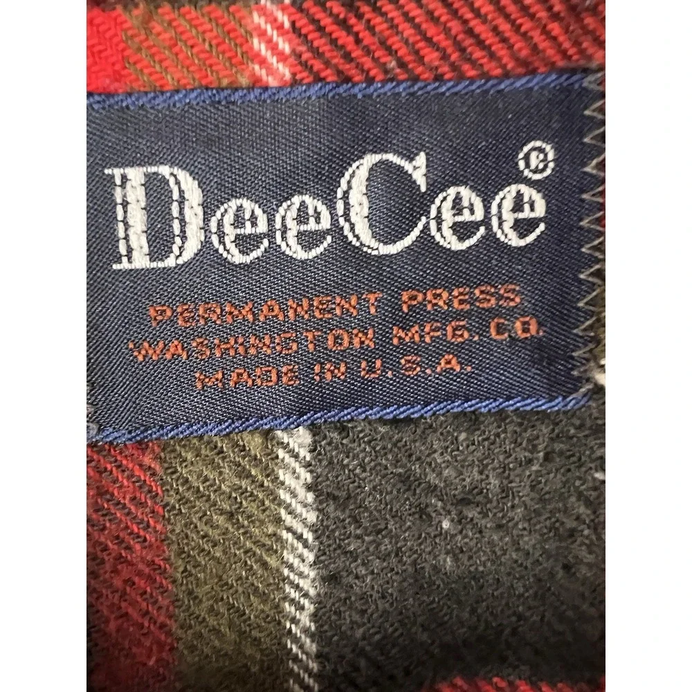 Vintage Dee Cee Flannel Shirt Mens Large Red Green USA 70s USA Grunge Retro